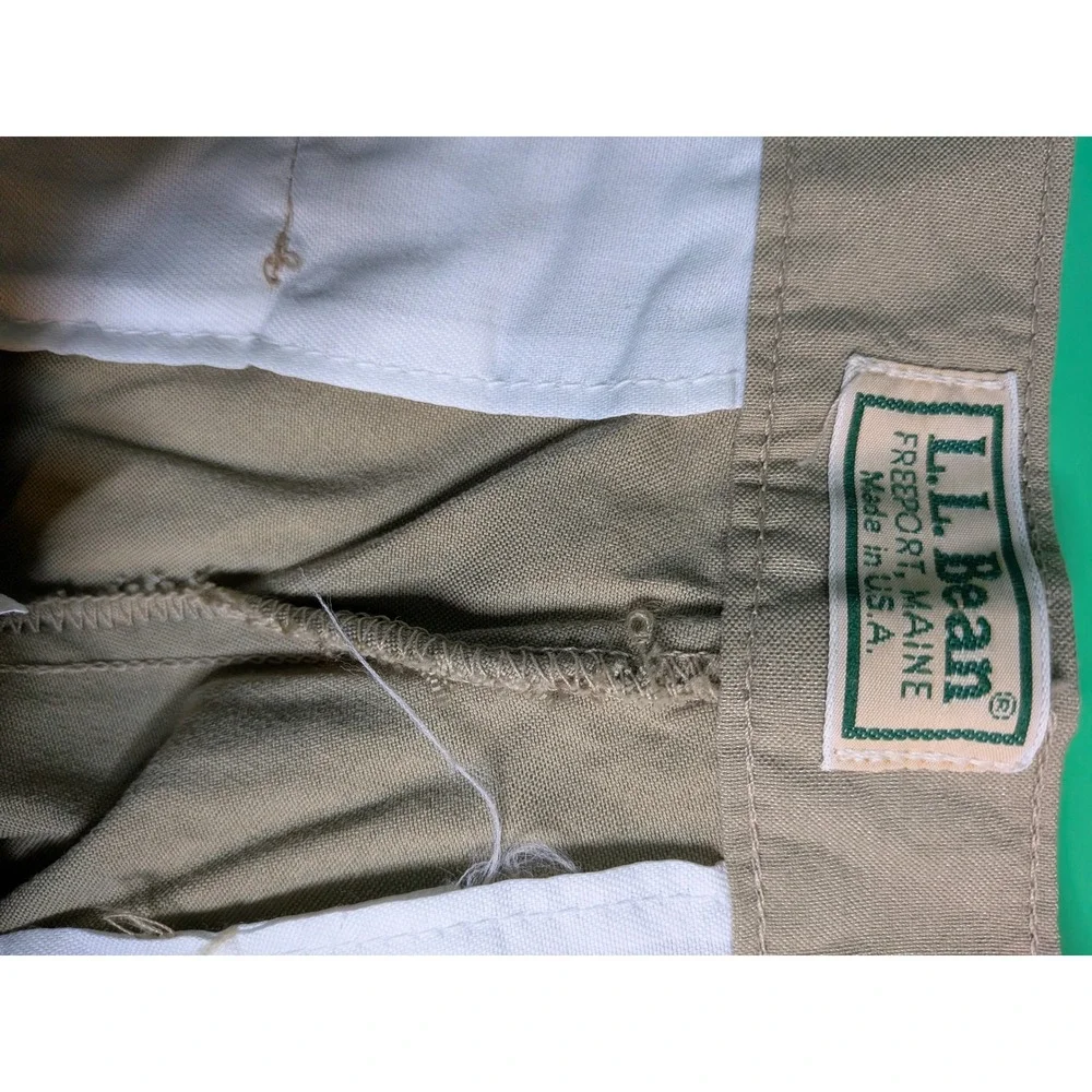 Vintage LL Bean Upland Hunting Pants Mens 36x29 Tan Green Made in USA Nylon J122